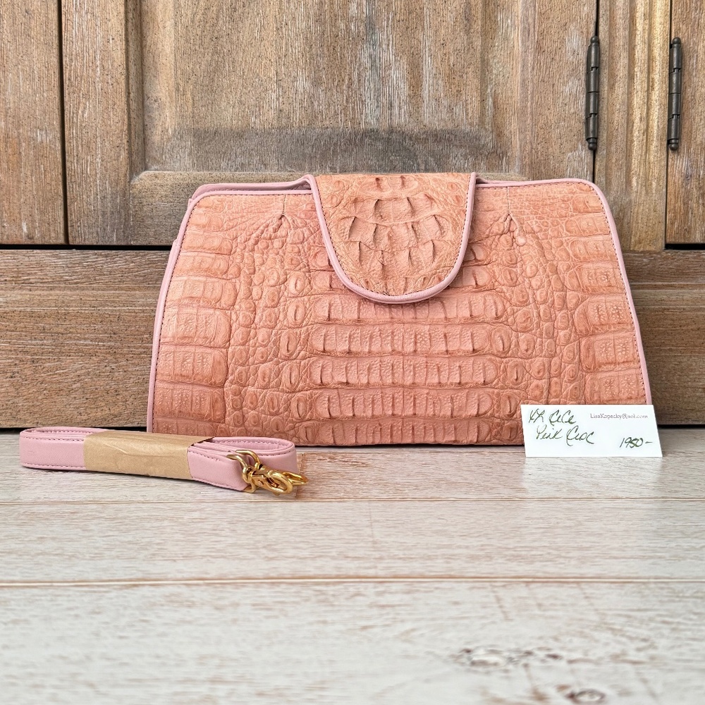 Barfield Collection Lisa Barfield Pink Genuine Crocodile Clutch